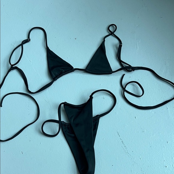 Andi Bagus Other - Minimal Black String Bikini Set - Adjustable Triangle Top & Cheeky Bottom